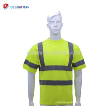 Camisas de encargo de las mangas cortas de Hi Viz con la camiseta de la seguridad de la alta visibilidad del bolsillo con las cal reflexivas de las cintas de los 5cm EN471